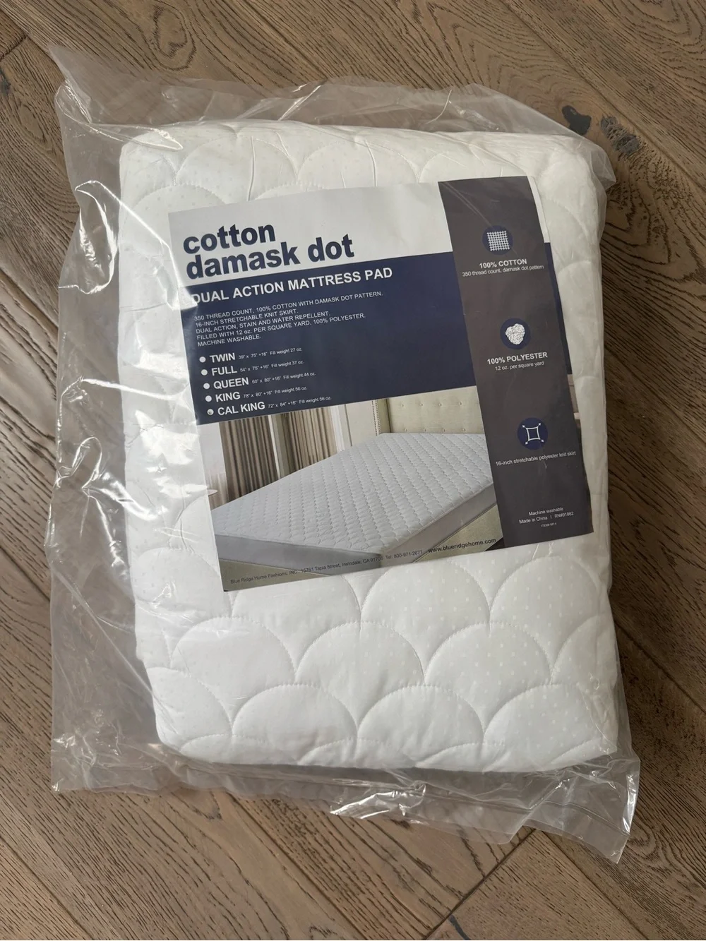 Cotton Damask Dot Dual Action Mattress Pad Cal King